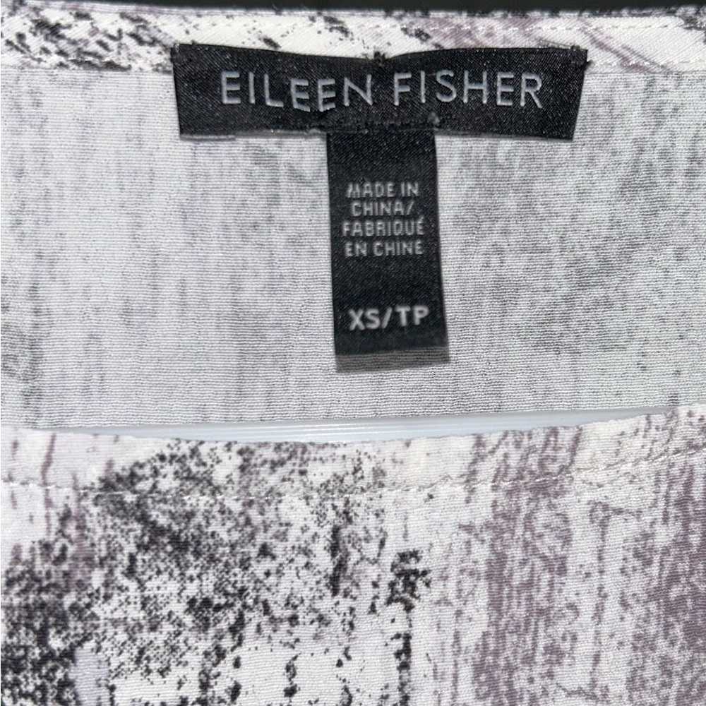 EILEEN FISHER Birch Bark Printed Long Sleeve Top Women’s Size XS Boho Preppy - Picture 5 of 9